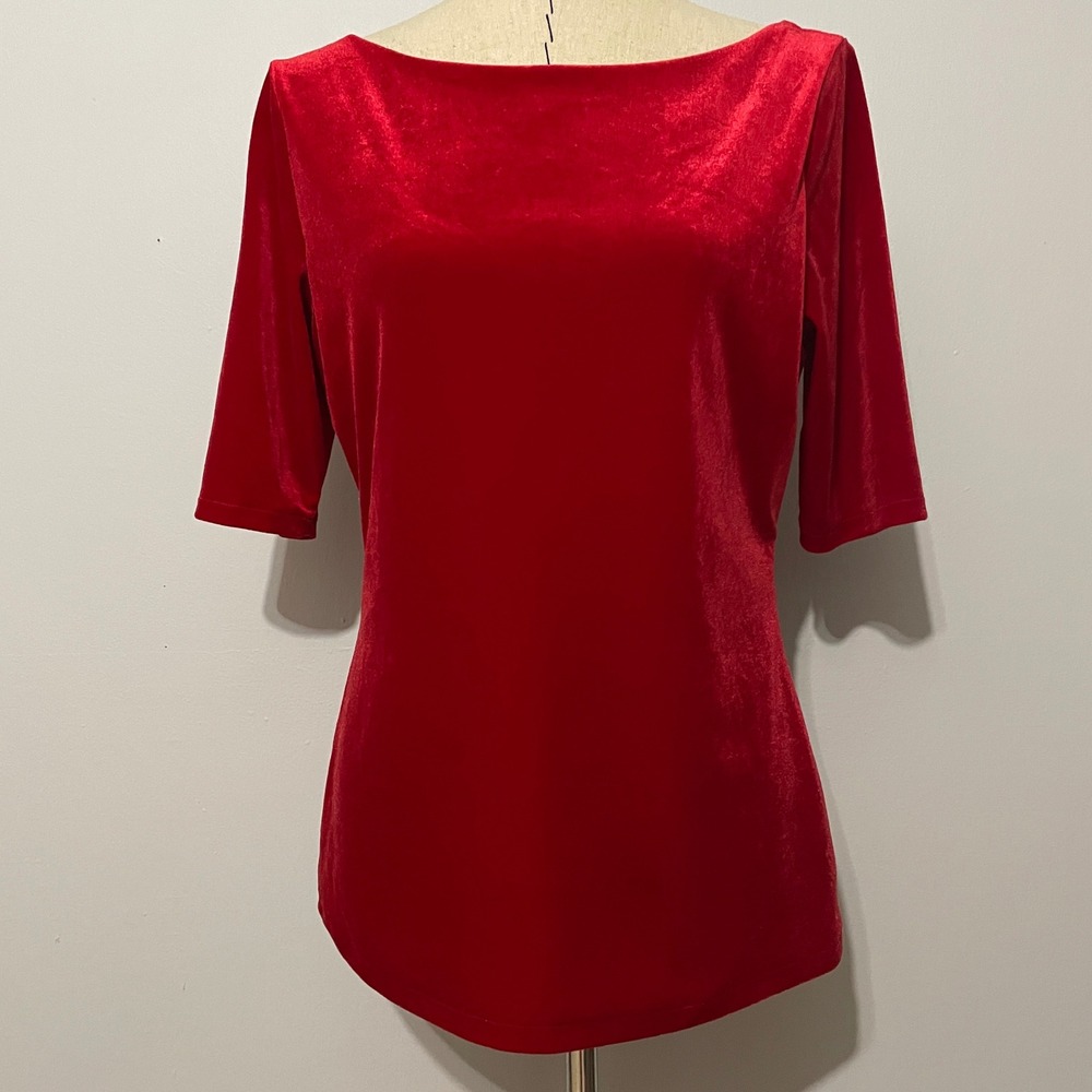 Boden Laura Scoop Back Red Velvet Top Women's US 10 - Picture 3 of 13